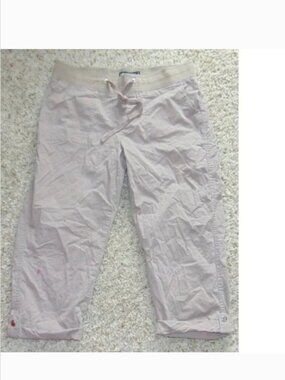 LEE Crop Pants Womens 10 Khaki Elastic Waist Adjust Leg Pull On Relaxed Pants